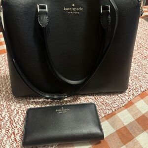 Kate Spade Darcy Black Leather Tote Bag and Wallet Set